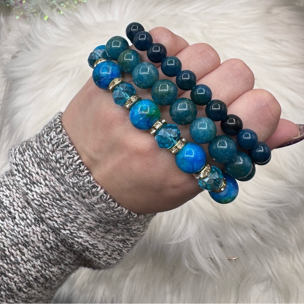Triple Blue Beaded Bracelet Bundle - Picture 5 of 7